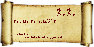 Kmeth Kristóf névjegykártya